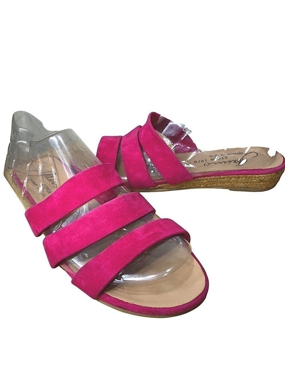 Gaimo Spain Suede Strappy Sandals Pink Low Wedge Slide On Shoes Sz 40/9 US